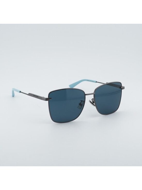 Bottega Veneta BV1237S 004 Sunglasses Gunmetal Square Frame, Blue Lenses